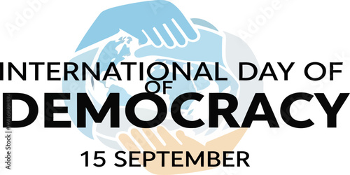 International Day of Democracy poster with bold typography and awareness message