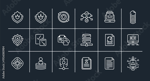 Data security icons on dark background