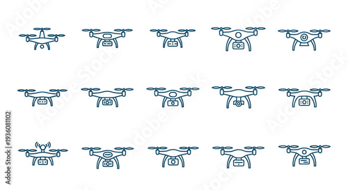 Drone icons in blue on white