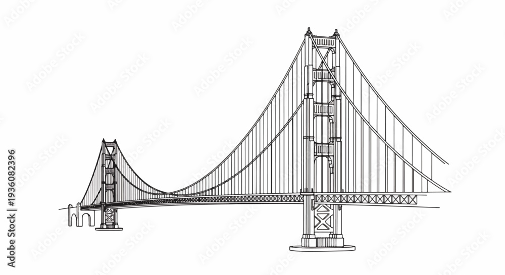 Fototapeta premium Suspension Bridge Illustration