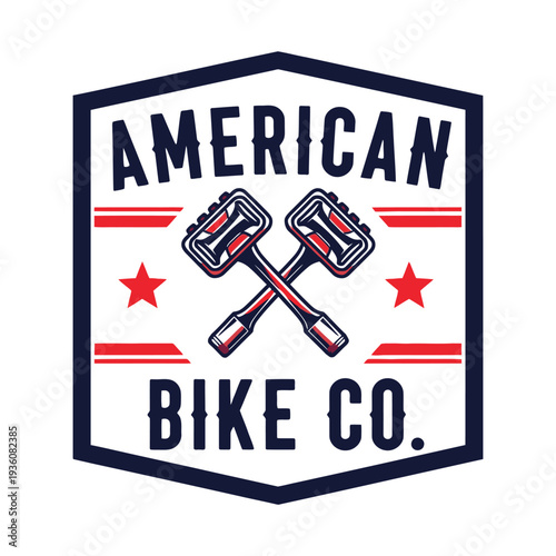American Bike Company logo with crossed dumbbells and stars tshirt design