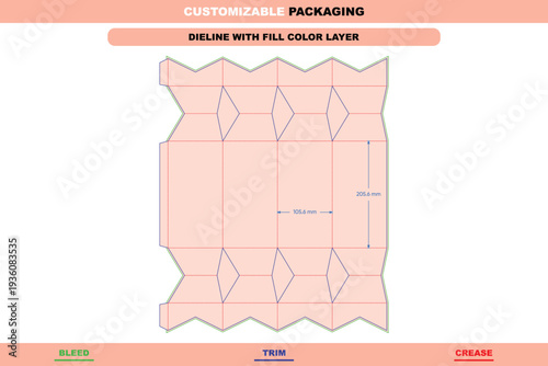 Tuck end box dieline with trendy drawstring buffer variations custom sizes editable packaging carton template fold structure customizable precise print ready die line pack