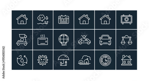 Bild auf Leinwand Icon set home nature time and more