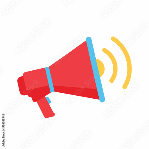 Red Megaphone with Sound Waves
