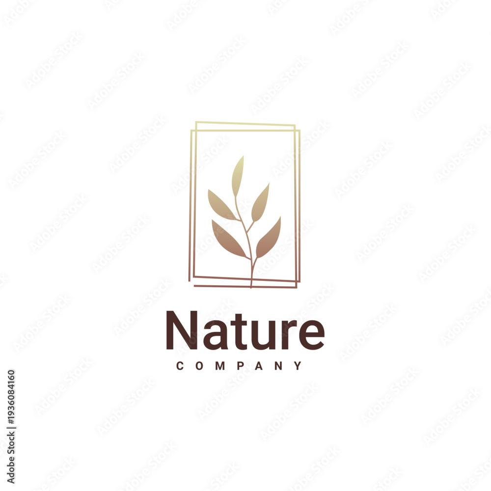 Obraz premium Nature company logo with leaf and frame