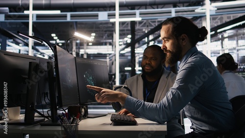 Cuadro en lienzo Lead data center engineer oversees team integrating AI automation tools during infrastructure maintenance
