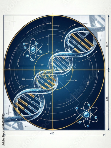 DNA Structure and Atomic Model Illustration