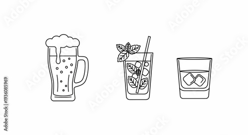 Cocktail Illustrations Set