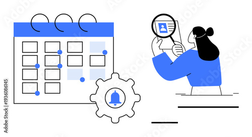 Scheduling concept. Scheduling tasks with calendars, notifications, and task tracking. Scheduling optimizes deadlines and improves productivity. For project planning, time tracking, task management
