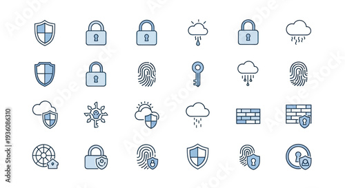 Security icons set on white background