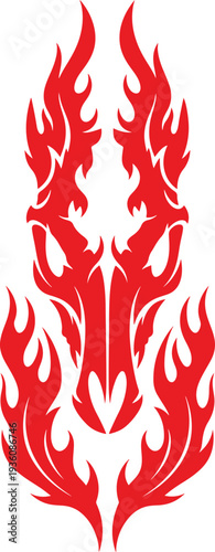 Dynamic Red Horse Flame Tribal Design