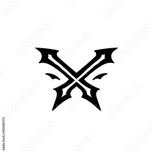 Brutal letter X logo vector inspiration. Grunge X Gothic style letter X symbol