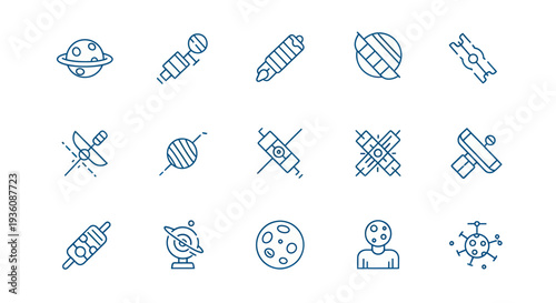 Space icons set planets and satellites