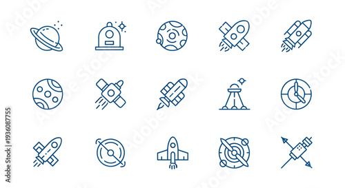 Space icons set vector illustrations