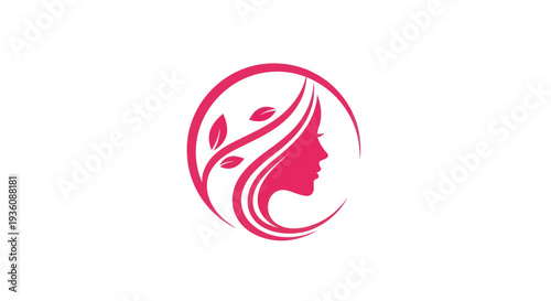 Beauty logo woman profile with leaves