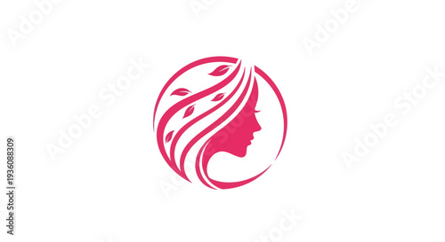 Beauty logo womans silhouette with leaves