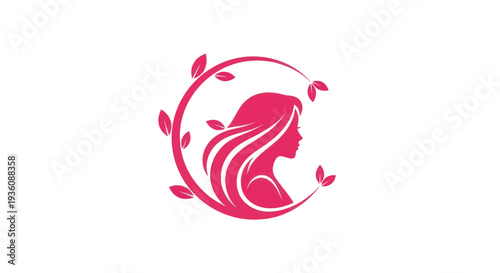 Beauty silhouette logo with foliage