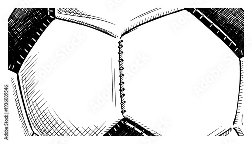 Close up macro view of soccer ball texture and stitching