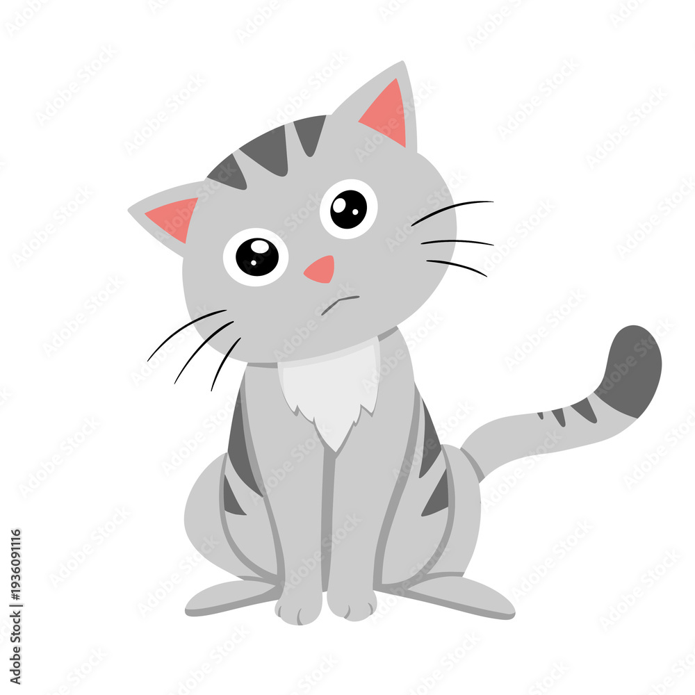 Fototapeta premium Ilustrasi Anak Kucing Kecil yang Menggemaskan