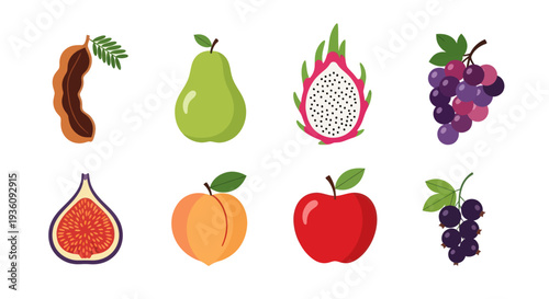 Various colorful fruits isolated on white