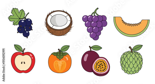Various fruit collection isolated on white