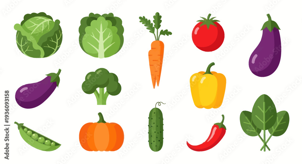 Fototapeta premium Vegetable variety colorful fresh food collection