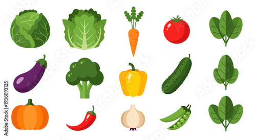 Vegetable assortment isolated on white