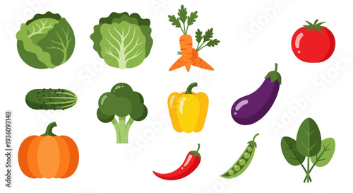 Vegetable assortment on white