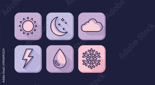Weather icons sun moon cloud and more
