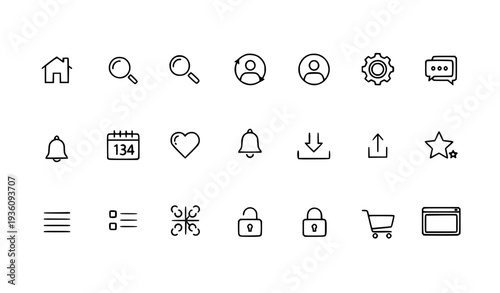 Minimal UI Outline Icon Set for Web and Mobile App Interface Design