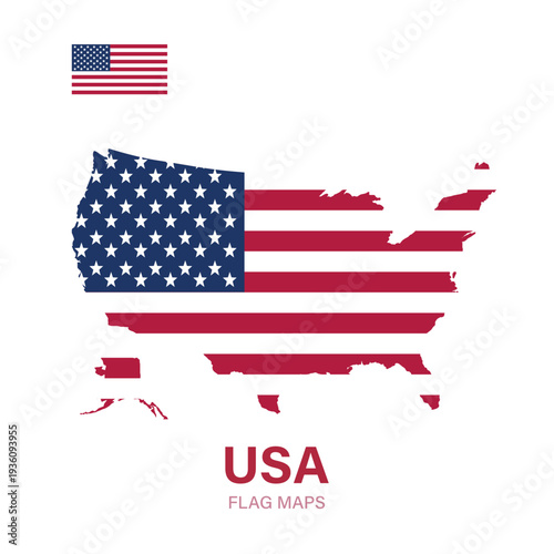 United States of America Flag Map and National Symbol Icon