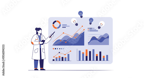 Vector illustration of scientist with infographic