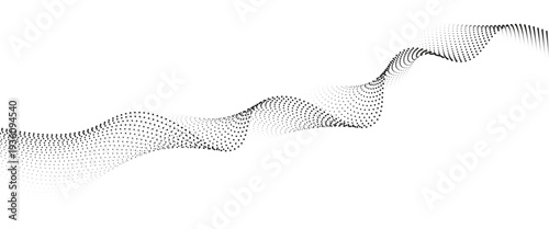 Flowing Dot Wave halftone gradient pattern on transparent background
