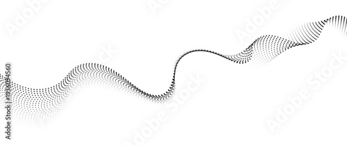 Flowing Dot Wave halftone gradient pattern on transparent background
