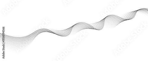 Flowing Dot Wave halftone gradient pattern on transparent background
