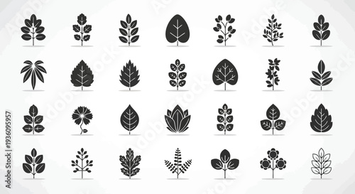 A diverse collection of black and white icons representing various objects and actions