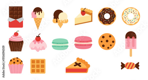 Assorted sweets and desserts set illustration