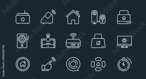 Smart home technology icon set