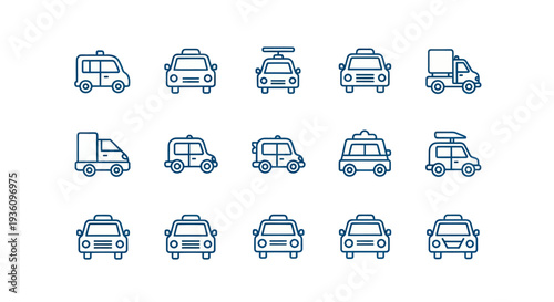 Transportation vehicles icon set