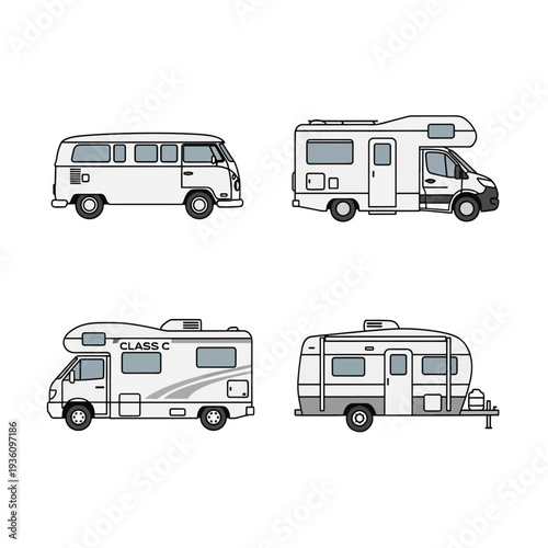 Set of Modern Campervans