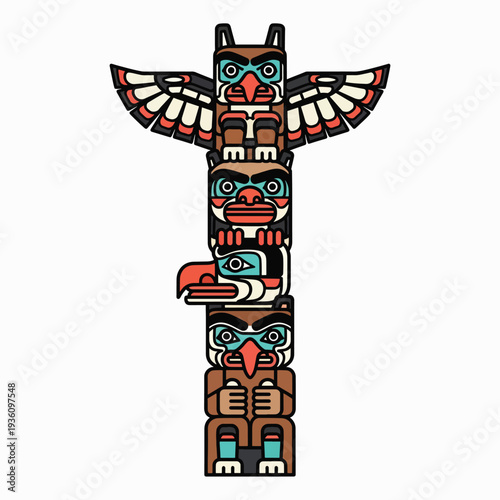 Colorful Totem Pole Design