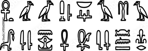 Ancient egyptian hieroglyphics symbols and characters
