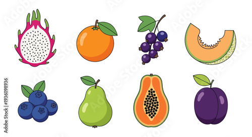 Assortment of fresh fruits isolated on white