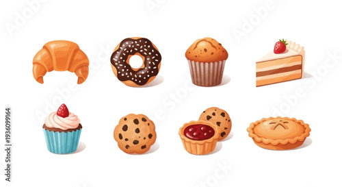 Bakery goods assortment vector illustration