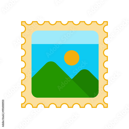 mail stamp flat icon illustration