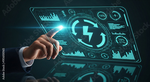 Digital Technology Interface Hand Touching Screen