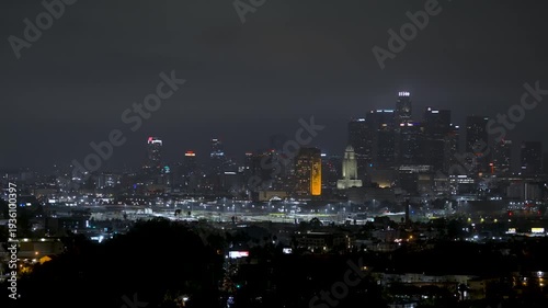 Wallpaper Mural Pan shot of downtown Los Angeles at night Torontodigital.ca
