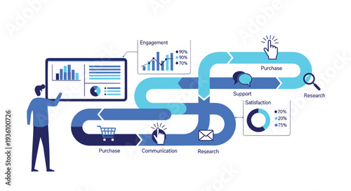 Set of business process flowchart icons vector