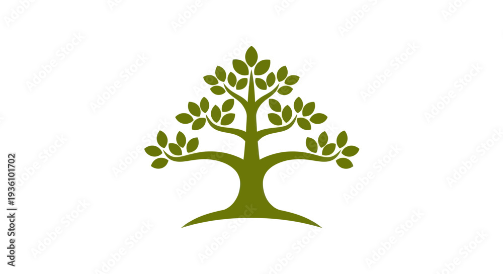 Obraz premium Green tree illustration on white background