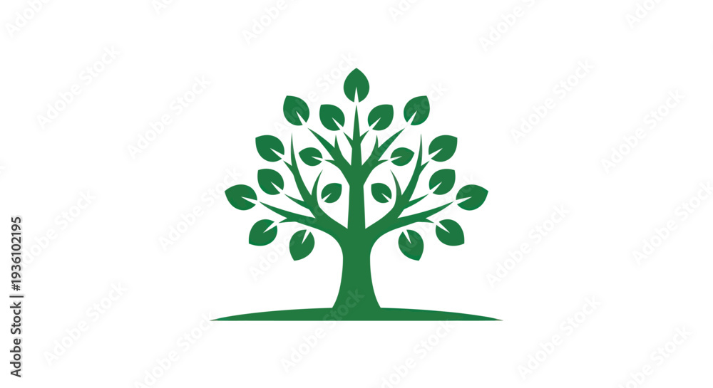 Obraz premium Green tree illustration on white background